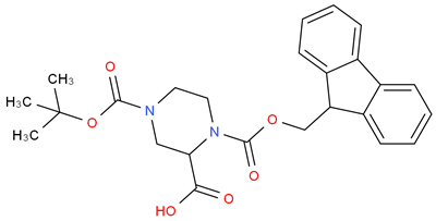 1-(((9H-fluoren-9-yyli)metoksi)karbonyyli)-4-(tert-butoksikarbonyyli)piperatsiini-2-karboksyylihappo CAS 183742-23-6